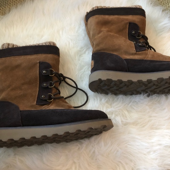 BEARPAW Brown Winter Boots Hike 9 Thick Sturdy cut trail hiking boots booties - Picture 5 of 7